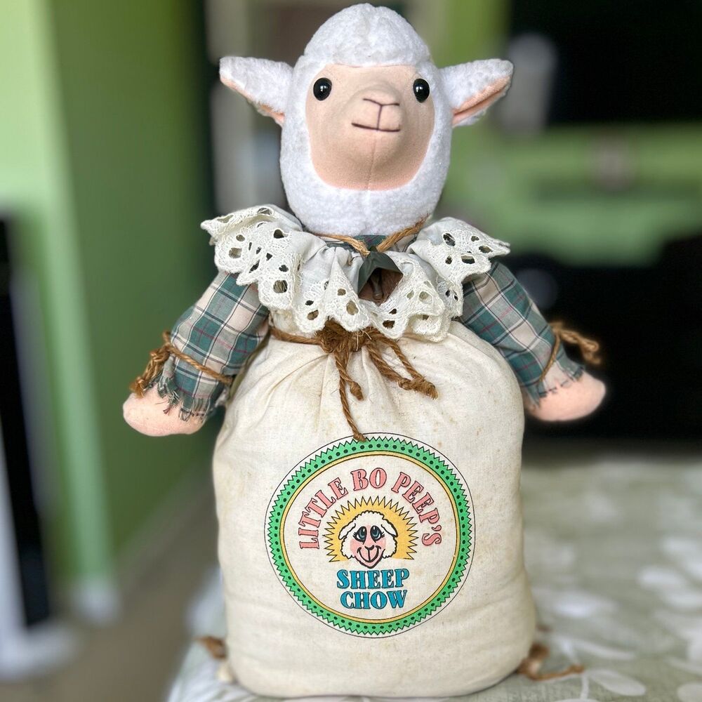 VTG Cottagecore 1994 Little Bo Peep Cattle Bell Collar Sheep Chow Doorstopper - Picture 9 of 12
